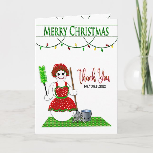 Cartes Pour Fêtes Annuelles Merci De Noël Pour Votre Nettoyage D'Entreprise (Devant)