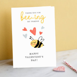 Cartes Pour Fêtes Annuelles Merci D'Être Mon Ami Bee Pun Kids Valentine