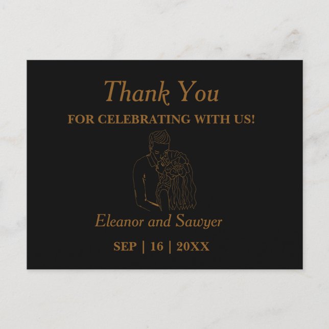Cartes Pour Fêtes Annuelles Merci d'être venu à notre mariage. Élégant (Devant)