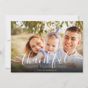 Cartes Pour Fêtes Annuelles Merci Élégant Script Photo Thanksgiving