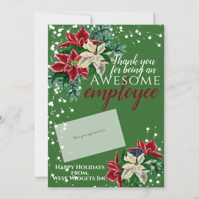 Cartes Pour Fêtes Annuelles Merci Employé Green Festive Titulaire de carte-cad (Devant)