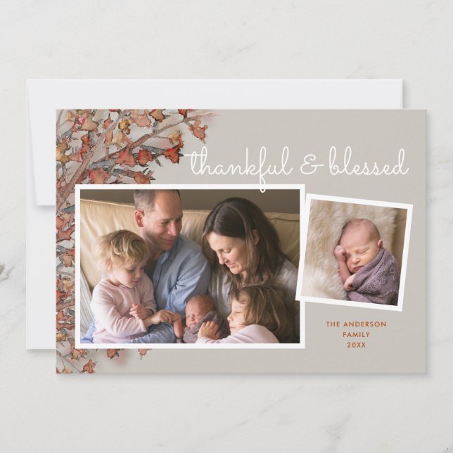 Cartes Pour Fêtes Annuelles Merci et béni Thanksgiving Photo (Devant)