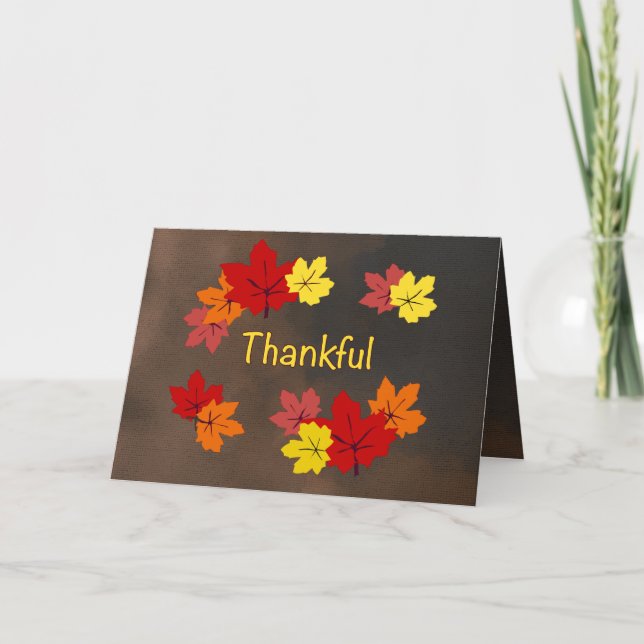 Cartes Pour Fêtes Annuelles Merci, Feuilles de l'érable d'automne (Devant)