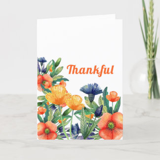 Cartes Pour Fêtes Annuelles Merci Fleurs sauvages Thanksgiving Orange