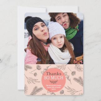 Cartes Pour Fêtes Annuelles Merci floral rose gris circulaire |