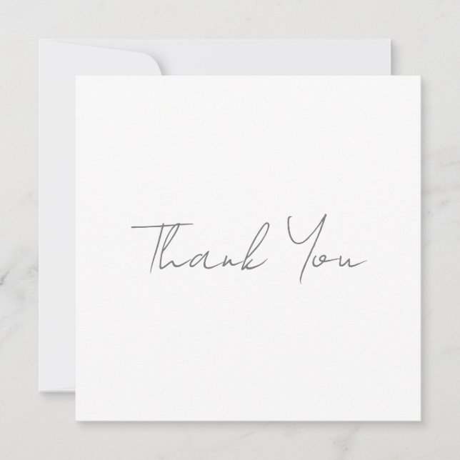 Cartes Pour Fêtes Annuelles Merci gris manuscrit classique blanc chic (Devant)