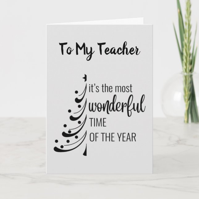 CARTES POUR FÊTES ANNUELLES MERCI NOËL **ENSEIGNANT** GRÂCE À MERCI (Devant)