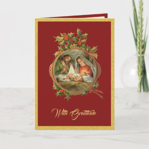 Cartes Pour Fêtes Annuelles Merci Noël religieux Jésus Marie Joseph 