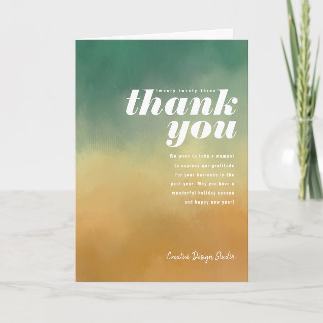 Cartes Pour Fêtes Annuelles Merci peint Turquoise Gold Folded Business (Devant)