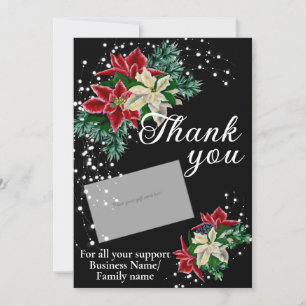 Cartes Pour Fêtes Annuelles Merci Poinsettia Titulaire de carte-cadeau Noir