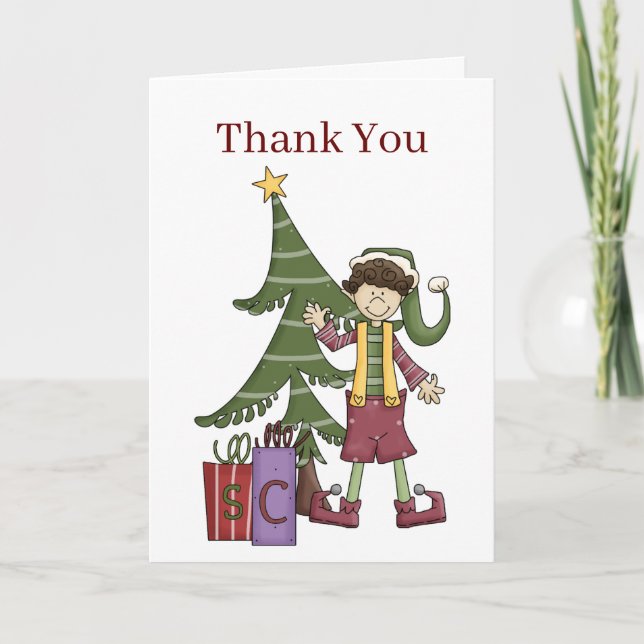 Cartes Pour Fêtes Annuelles Merci pour l'aide Elf Christmas (Devant)