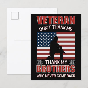 Cartes Pour Fêtes Annuelles Merci pour votre service : Jour des anciens combat