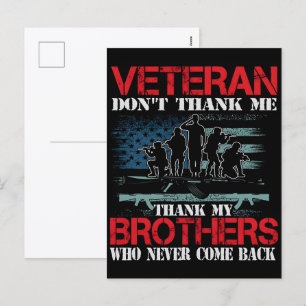 Cartes Pour Fêtes Annuelles Merci pour votre service : Jour des anciens combat