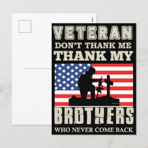 Cartes Pour Fêtes Annuelles Merci pour votre service : Jour des anciens combat