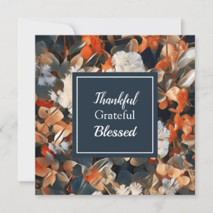 Cartes Pour Fêtes Annuelles Merci reconnaissant béni élégant automne floral él