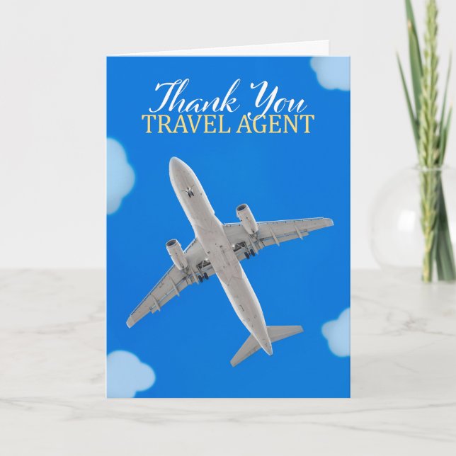 Cartes Pour Fêtes Annuelles Merci Voyage Agent Avion Commercial Photo (Devant)