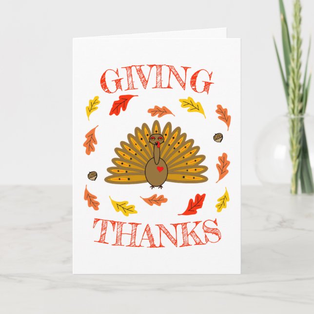 Cartes Pour Fêtes Annuelles MerciDonner Turquie Chute Feuilles Acorns (Devant)