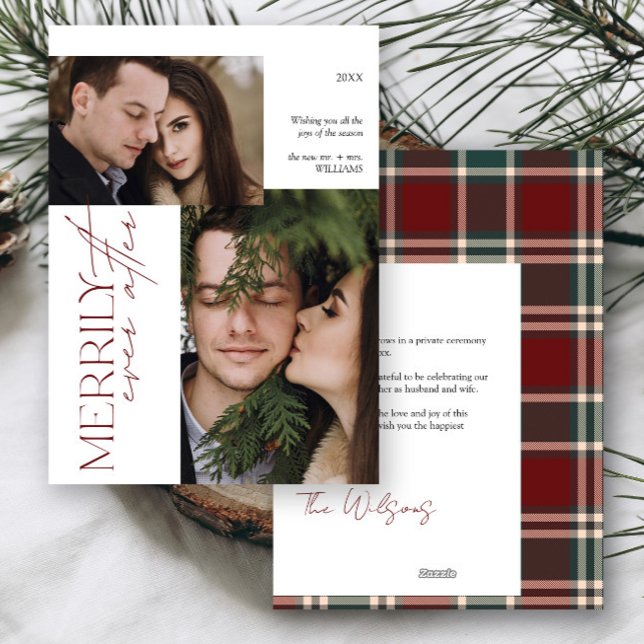 Cartes Pour Fêtes Annuelles Merde Jamais Après Tartan Plaid Mariage 2 Photo (Créateur téléchargé)