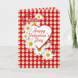 Cartes Pour Fêtes Annuelles Mère Daisies et Coeurs Valentine Card