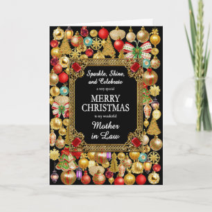 Cartes Pour Fêtes Annuelles Mère en droit Joyeux Noël avec ornements