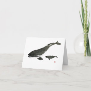 Cartes Pour Fêtes Annuelles Mère et bébé de baleine grise personnalisée