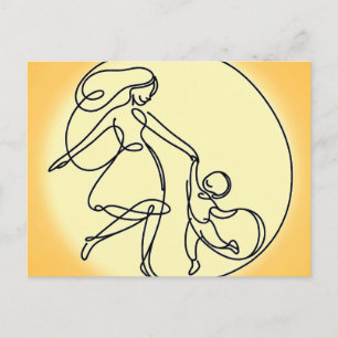 Cartes Pour Fêtes Annuelles Mère et enfant minimalistes dansant