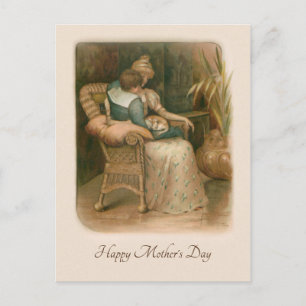 Cartes Pour Fêtes Annuelles Mère et Fils victoriens en fauteuil