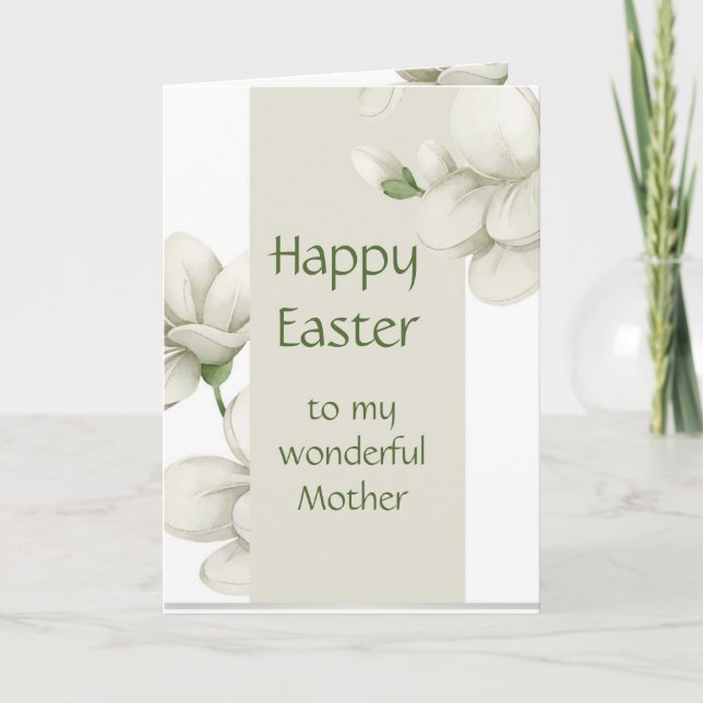 Cartes Pour Fêtes Annuelles Mère Joyeuses Fleurs Blanches Pâques Florales (Devant)