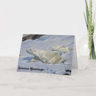 Cartes Pour Fêtes Annuelles Mère Ours polaire et petits