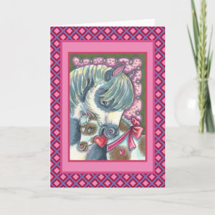 CARTES POUR FÊTES ANNUELLES MÈRE PONY & SA MORTE VALENTINE FILLY, CHEVAL