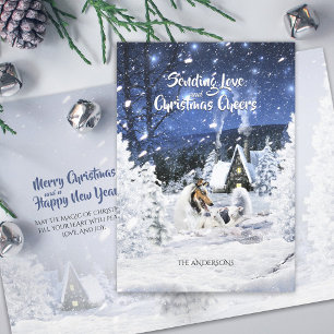 Cartes Pour Fêtes Annuelles Merle Bleu Collie & Agneaux dans la nuit de Noël B