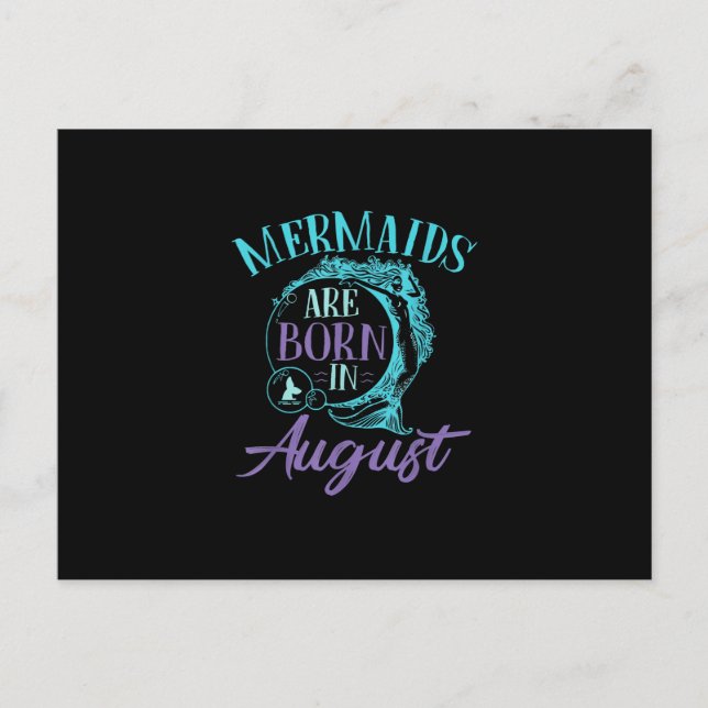 Cartes Pour Fêtes Annuelles Mermaids Are Born en août Birthday (Devant)