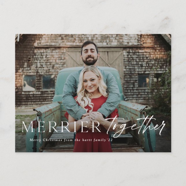 Cartes Pour Fêtes Annuelles Merrier ensemble saignée pleine photo Joyeux Noël (Devant)