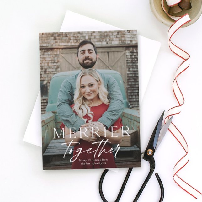 Cartes Pour Fêtes Annuelles Merrier ensemble saignée pleine photo Joyeux Noël (Créateur téléchargé)