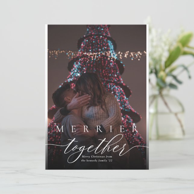Cartes Pour Fêtes Annuelles Merrier ensemble saignée pleine photo Joyeux Noël (Debout devant)
