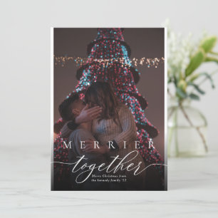 Cartes Pour Fêtes Annuelles Merrier ensemble saignée pleine photo Joyeux Noël