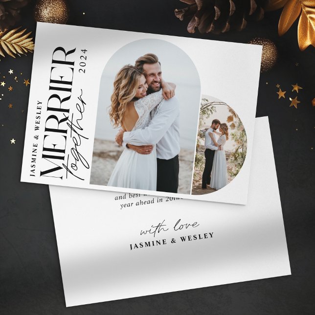 Cartes Pour Fêtes Annuelles Merrier minimal ensemble Noël Mariage (Créateur téléchargé)