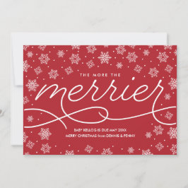 Cartes Pour Fêtes Annuelles Merrier Pregnancy Announcement Christmas Card