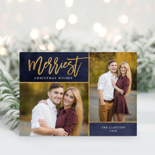 Cartes Pour Fêtes Annuelles Merriest Faux Gold Foil 2 Photo Noël