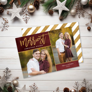 Cartes Pour Fêtes Annuelles Merriest Faux Gold Foil 2 Photo Noël