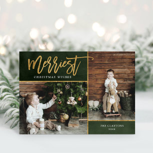 Cartes Pour Fêtes Annuelles Merriest Faux Gold Foil 2 photo pliée