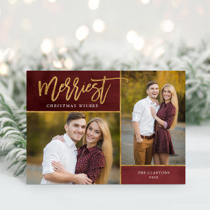 Cartes Pour Fêtes Annuelles Merriest Faux Gold Foil 2 photo pliée