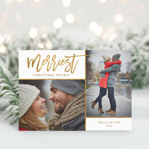 Cartes Pour Fêtes Annuelles Merriest Faux Gold Foil 2 photo pliée