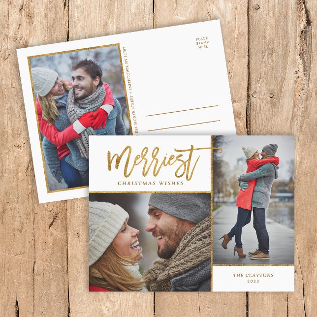 Cartes Pour Fêtes Annuelles Merriest Faux Gold Foil 3 Photo (Créateur téléchargé)
