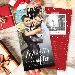 Cartes Pour Fêtes Annuelles Merrily Ever Après Mix Typographie Mariage Photo
