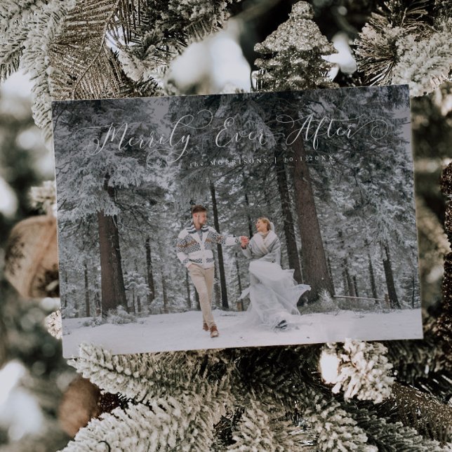 Cartes Pour Fêtes Annuelles Merrily Jamais après le Mariage superposition phot (Créateur téléchargé)