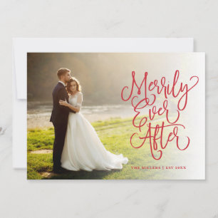 Cartes Pour Fêtes Annuelles Merrily Jamais après les vacances Mariage photo co
