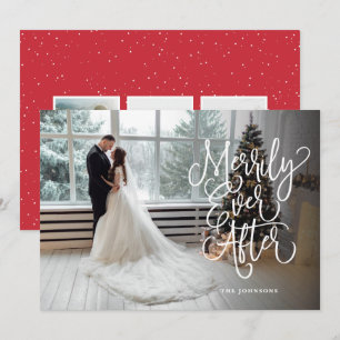 Cartes Pour Fêtes Annuelles Merrily Jamais après les vacances Mariage photo co