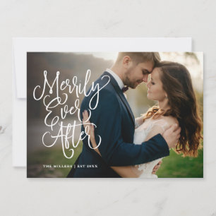 Cartes Pour Fêtes Annuelles Merrily Jamais après les vacances Mariage photo co