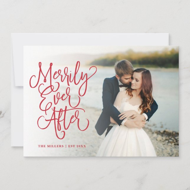 Cartes Pour Fêtes Annuelles Merrily Jamais après les vacances Mariage pleine p (Devant)
